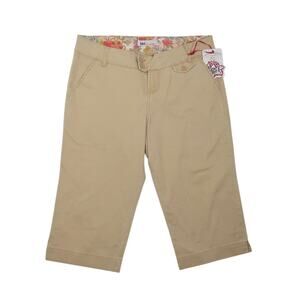 Vintage Y2K L.E.I. Khaki Tan Mid Rise Trouser Capri Pants 13 NWT